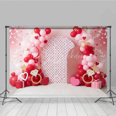 Lofaris Valentine Heart and Ring Photography Backdrop Red Pink Balloons Party Banner