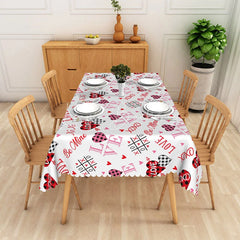 Lofaris Valentine Plaid Heart Typography Rectangle Tablecloth Be Mine XOXO Text Table Cover Rustic Holiday Party Decor