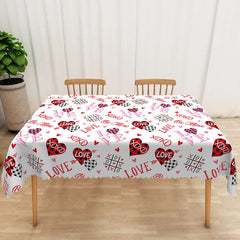 Lofaris Valentine Plaid Heart Typography Rectangle Tablecloth Be Mine XOXO Text Table Cover Rustic Holiday Party Decor