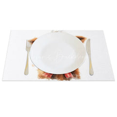 Lofaris Valentine Set of 4 Placemats Highland Cow Heart Sunglasses Red Plaid Bow Cute Animal Table Mats