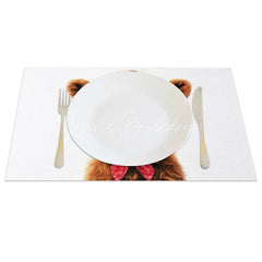 Lofaris Valentine Set of 4 Placemats Highland Cow Love Glasses Red Heart Pattern Bow Dining Table Mats