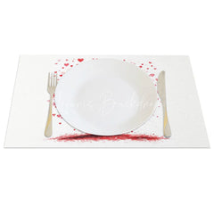 Lofaris Valentine Set of 4 Placemats Red Love Tree Falling Hearts Watercolor Romantic Dining Decor