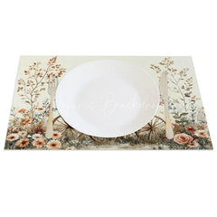 Lofaris Valentine Set of 4 Placemats Vintage Wooden Wagon Roses Rustic Floral Cart Dining Table Mats