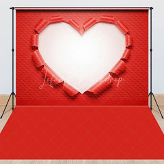 Lofaris Valentine’s Day Combo Set Backdrop Red Torn Paper Heart Photography Background Creative Hole Shape Photo Prop