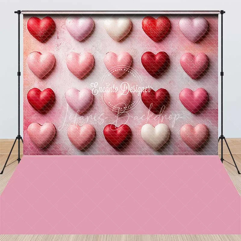 Lofaris Valentine’s Day Combo Set Backdrop Sweet Pink Red Heart Macaron Photography Background Cake Smash Decoration