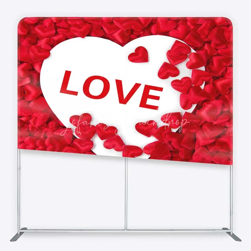 Lofaris Valentines Day LOVE Heart Tension Fabric Backdrop Red Satin Hearts Romance Party Decoration
