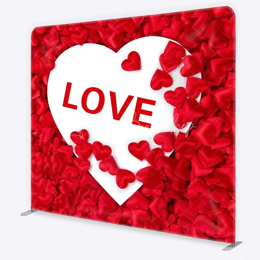 Lofaris Valentines Day LOVE Heart Tension Fabric Backdrop Red Satin Hearts Romance Party Decoration
