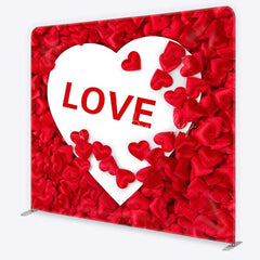 Lofaris Valentines Day LOVE Heart Tension Fabric Backdrop Red Satin Hearts Romance Party Decoration