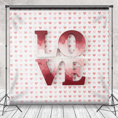 Lofaris Valentine’s Day Love Word Backdrop Red Pink Heart Pattern Photography Background Romantic Sweet Photo Prop