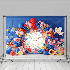 Lofaris Valentine’s Day Photography Backdrop Cupid Angel Blue Balloon Arch Background Floral Love Photo Prop