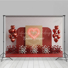 Lofaris Valentine’s Day Photography Backdrop Neon Red Heart Light Background Modern Romantic Photo Prop