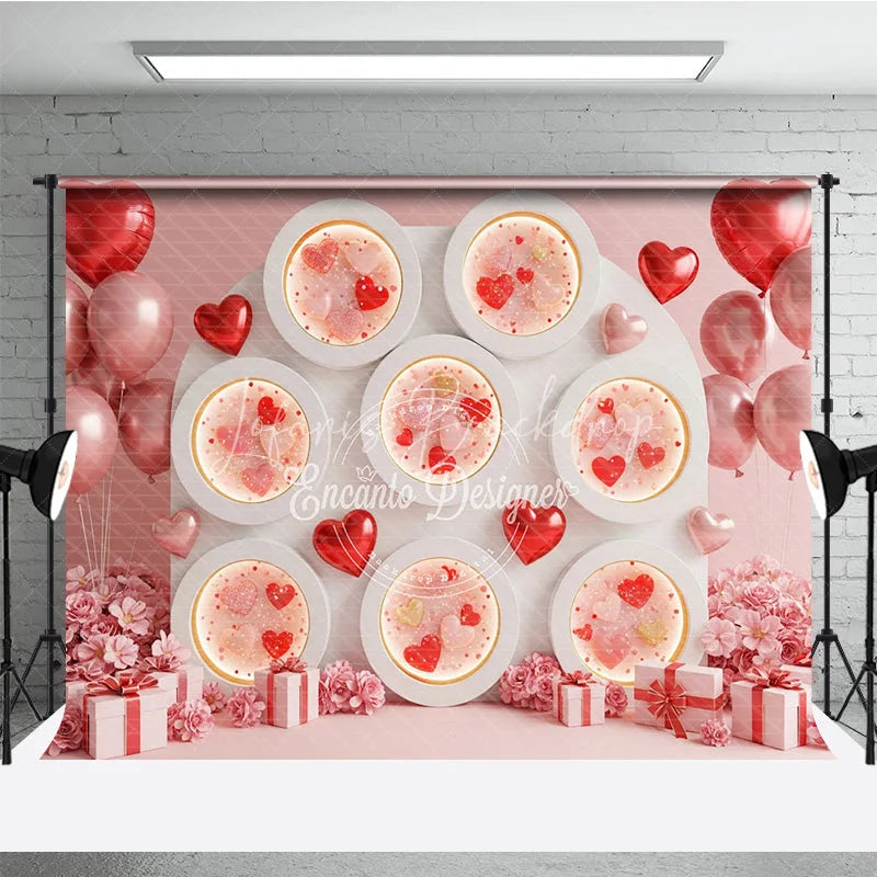 Lofaris Valentine’s Day Photography Backdrop Pink Jelly Heart White Wall Background Sweet Flower Photo Prop