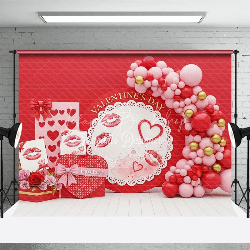 Lofaris Valentine’s Day Photography Backdrop Red Rose Kiss Mark Background Romantic Heart Box Photo Prop