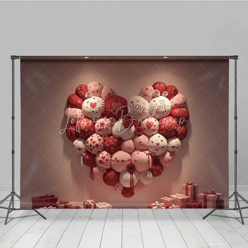 Lofaris Valentine’s Day Pillow Heart Photography Backdrop Red Pink Cushions Gift Boxes Photo Background Cozy Love Room Prop
