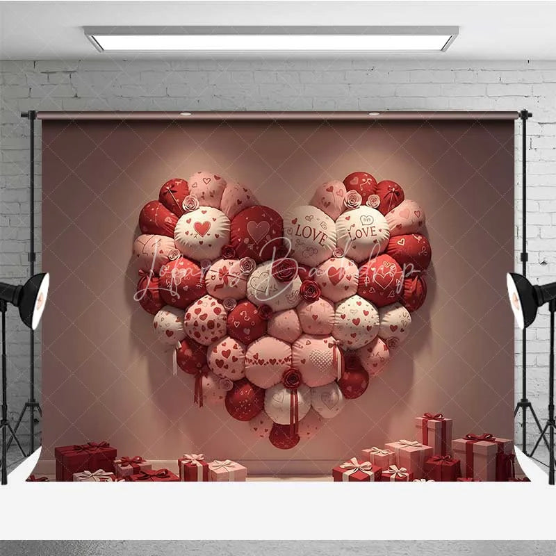 Lofaris Valentine’s Day Pillow Heart Photography Backdrop Red Pink Cushions Gift Boxes Photo Background Cozy Love Room Prop