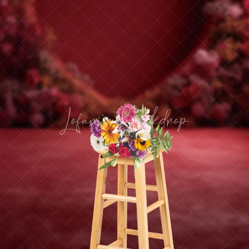Lofaris Valentines Day Red Heart Flower Wall Backdrop Romantic Rose Photography Background