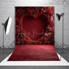 Lofaris Valentines Day Red Heart Flower Wall Backdrop Romantic Rose Photography Background