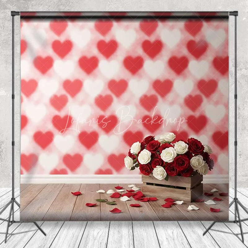 Valentine's Day Red White Roses Photography Backdrop, Blurred Heart ...
