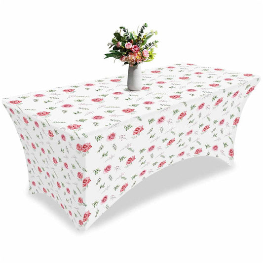 Lofaris Valentines Day Sweet Pink Rose Stretch Table Cover