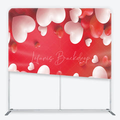 Lofaris Valentine’s Day Tension Fabric Backdrop 3D Red and White Hearts Romantic Background