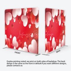 Lofaris Valentine’s Day Tension Fabric Backdrop 3D Red and White Hearts Romantic Background