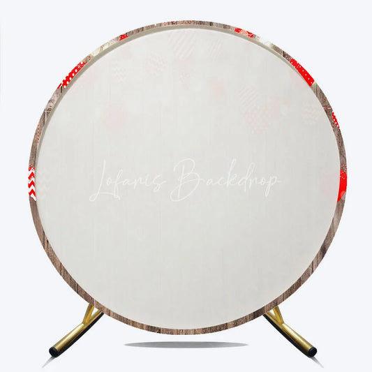 Lofaris Valentines Day Wood Heart Round Backdrop Rustic Wooden Plank with Lights Photography Background
