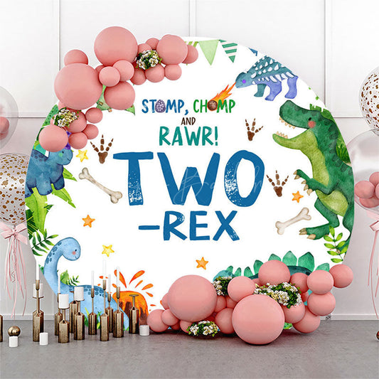 Lofaris Various Cartoon Dinosaurs Two Rex Round Backdrop