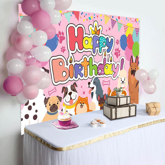 Lofaris Various Colorful Pet Balloon Happy Birthday Backdrop