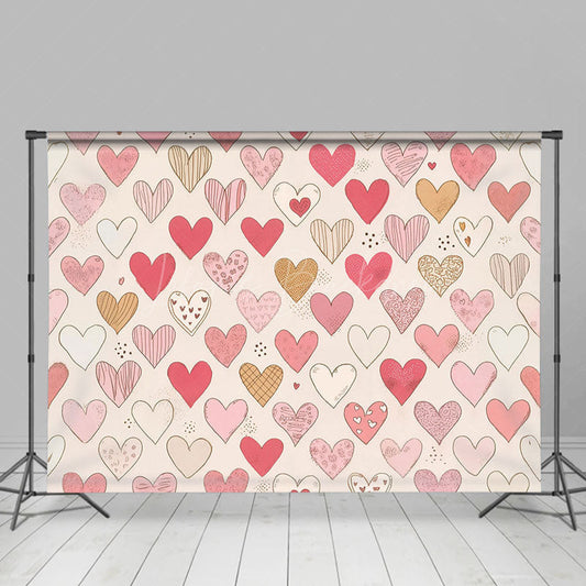 Lofaris Various Heart Shaped Pattern Valentines Day Backdrop