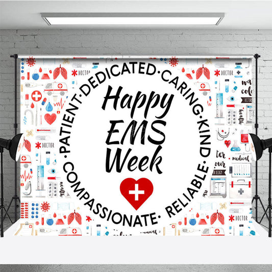 Lofaris Various Medical Equipment Happy EMS Week Backdrop