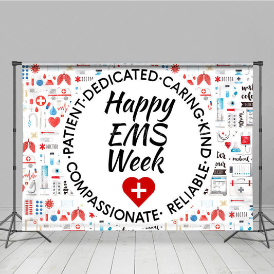 Lofaris Various Medical Equipment Happy EMS Week Backdrop