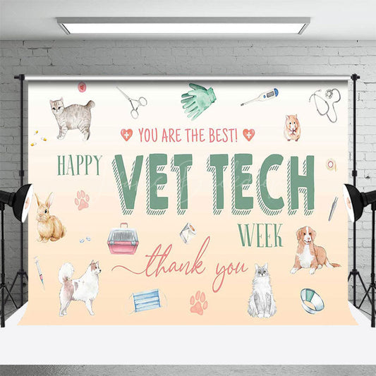Lofaris Various Pet Happy Vet Tech Week Thank You Backdrop