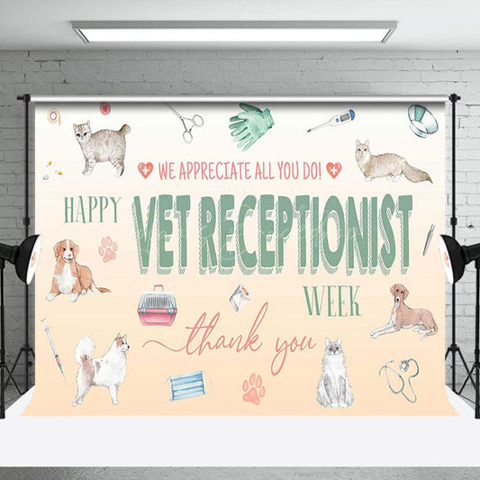 Lofaris Various Pets Thank You Vet Receptionist Backdrop