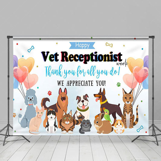 Lofaris Various Pets Vet Receptionist Thank You Backdrop