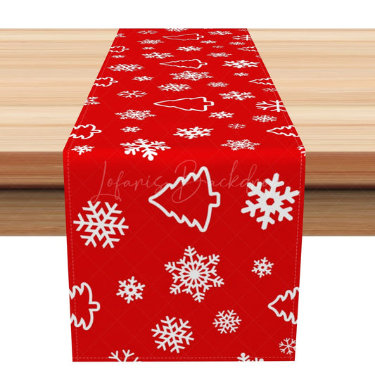 Lofaris Various Snowflakes Tree Pattern Xmas Table Runner