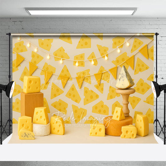 Lofaris Various Types Of Cheese Lights Cake Smash Backdrop