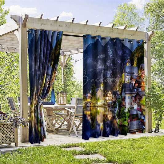 Lofaris Venice Night Waterproof Printed Outdoor Curtains
