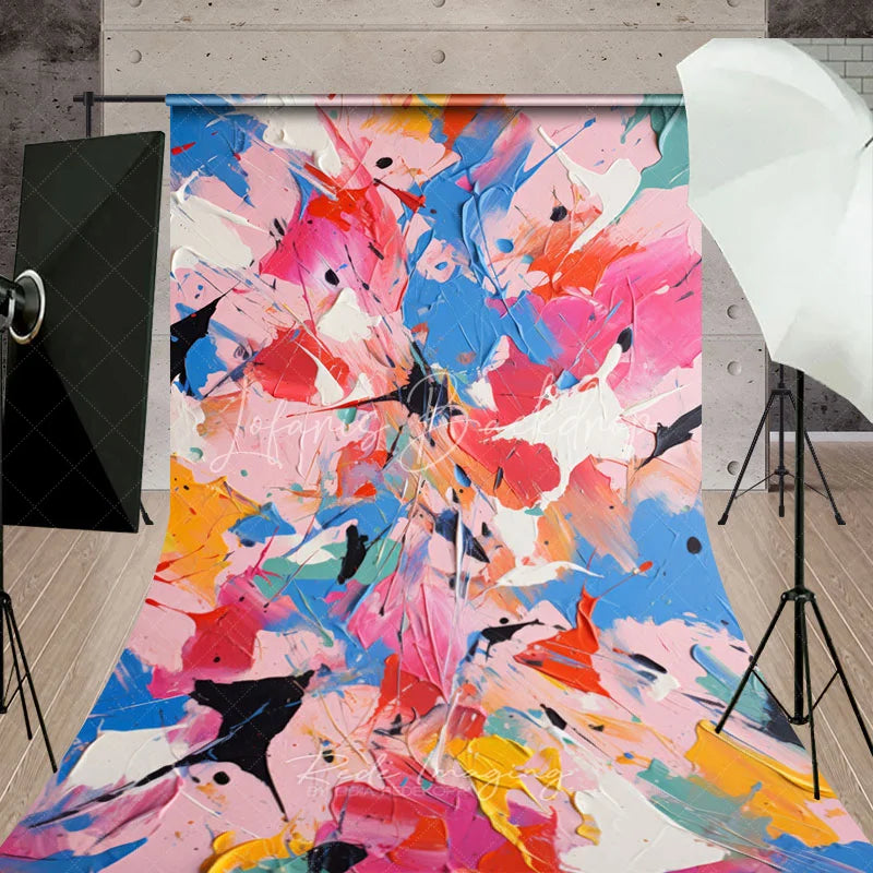 Lofaris Vibrant Abstract Paint Splatter Sweep Backdrop Colorful Textured Art Photography Background
