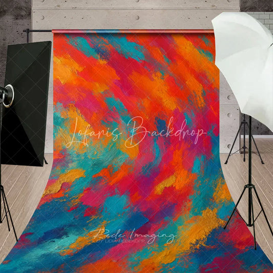 Lofaris Vibrant Abstract Textured Sweep Backdrop Multi-Color Artistic Brushstrokes for Photography Modern Art Style