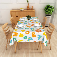 Lofaris Vibrant Alphabet Letters Rectangle Tablecloth Playful Educational Design for Kids Birthday Party