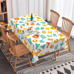 Lofaris Vibrant Alphabet Letters Rectangle Tablecloth Playful Educational Design for Kids Birthday Party