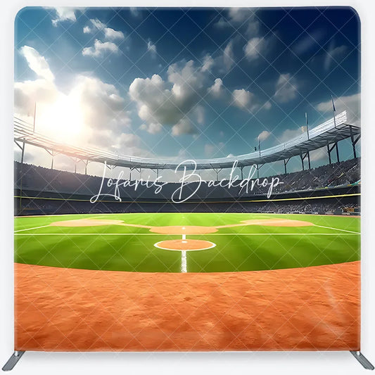 Lofaris Vibrant Baseball Stadium Green Field Square Double-Sided Backdrop Sunny Sports Event Photography Prop