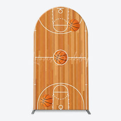 Lofaris Vibrant Basketball Court and Referee Stripe Arch Backdrop Kit Sports Theme Birthday Party Decoration