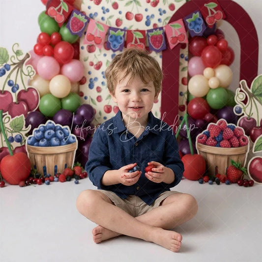 Lofaris Vibrant Berry Theme Combo Set Backdrop with Arch Props and Balloon Garland Perfect for Birthday Party Decor