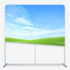 Lofaris Vibrant Blue Sky and Green Rolling Hills Square Double-Sided Backdrop Natural Scenic Photography