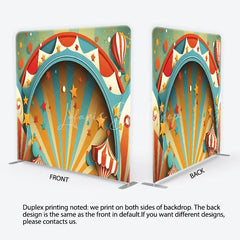 Lofaris Vibrant Carnival Circus Theme Square Double-Sided Backdrop featuring Stars and Hot Air Balloon for Party Decor