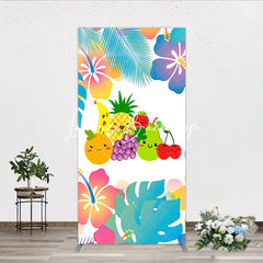 Lofaris Vibrant Cartoon Fruit and Tropical Flower Rectangle Arch Backdrop Summer Party Kids Birthday Decor.