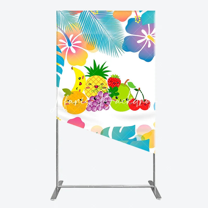 Lofaris Vibrant Cartoon Fruit and Tropical Flower Rectangle Arch Backdrop Summer Party Kids Birthday Decor.