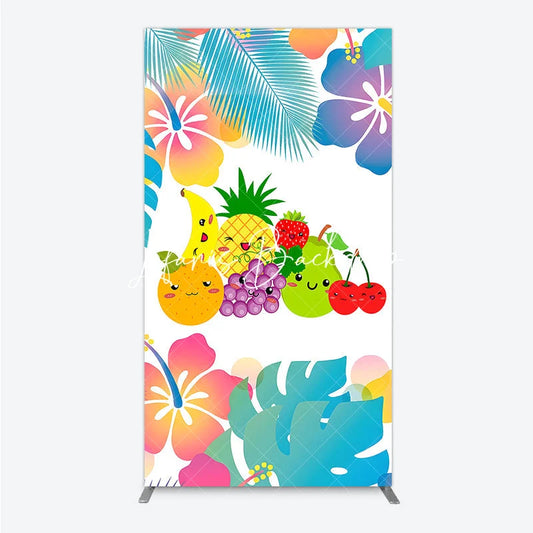 Lofaris Vibrant Cartoon Fruit and Tropical Flower Rectangle Arch Backdrop Summer Party Kids Birthday Decor.