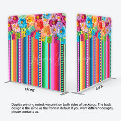 Lofaris Vibrant Fiesta Paper Flower and Banner Square Double-Sided Backdrop Mexican Party Decor